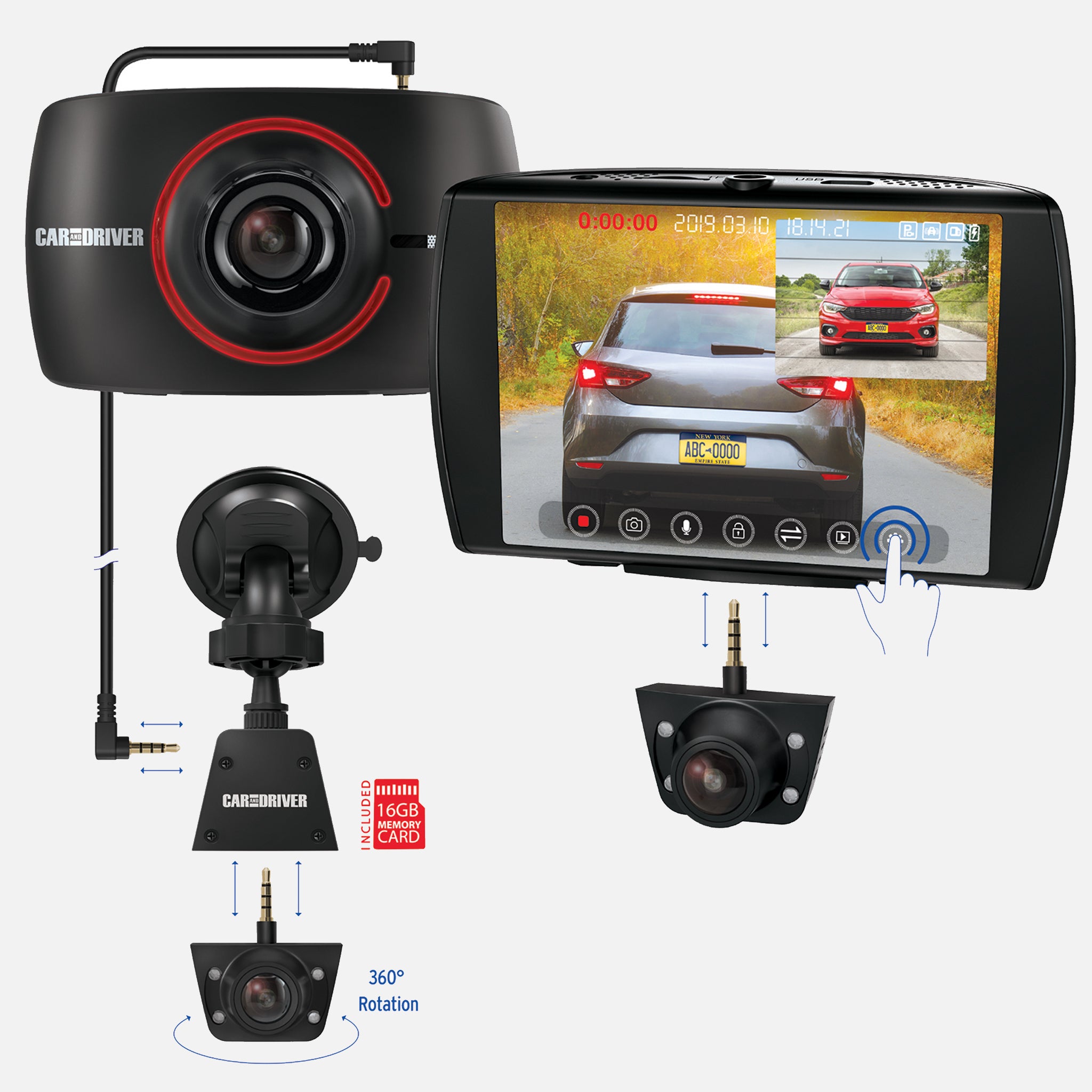 Car And Driver Road Patrol Dash Cam Dual View Camera Car