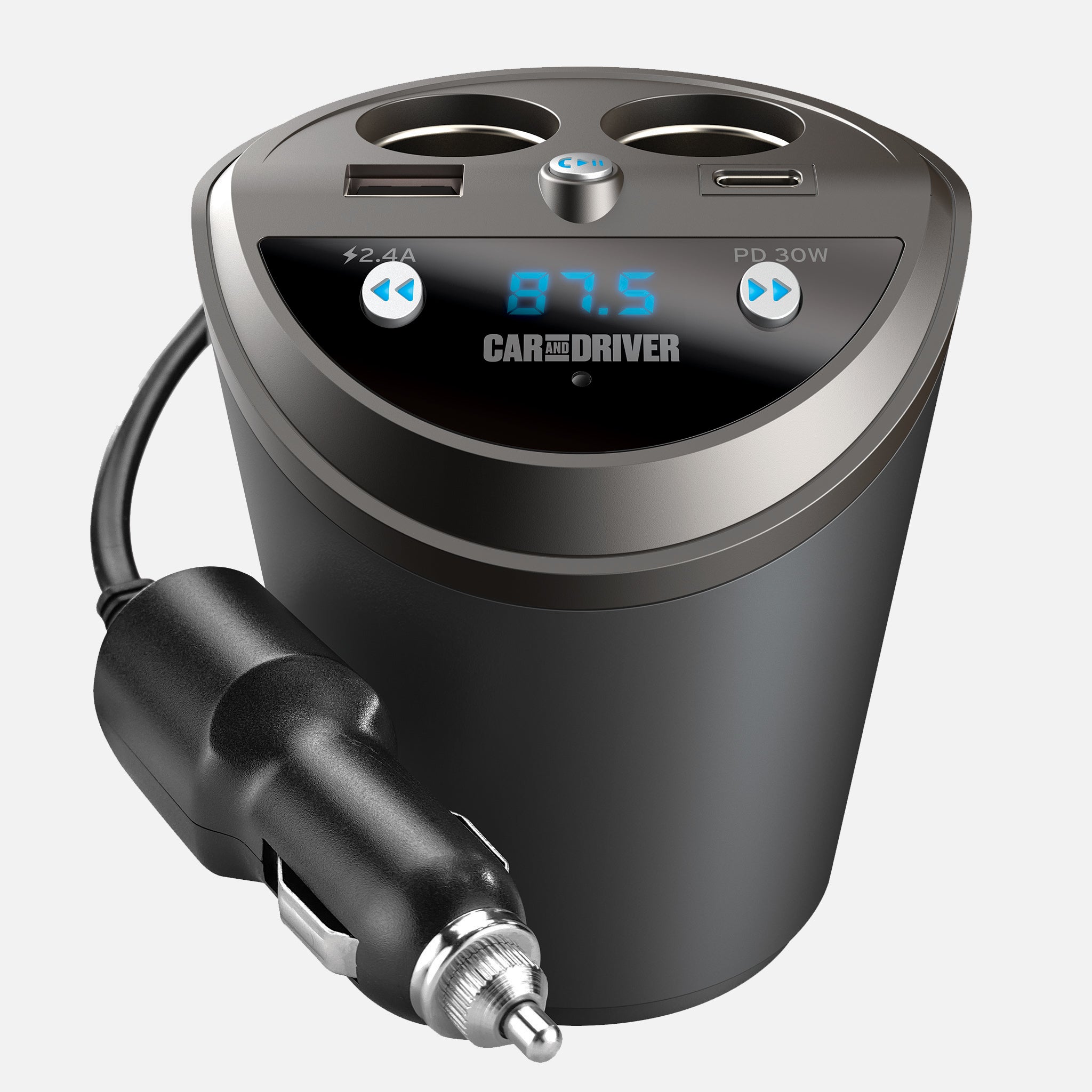 bluetooth cigarette adapter Car and Driver Power Station Plus 30W PD FM Transmitter Black bluetooth cigarette adapter Car and Driver Power Station Plus 30W PD FM Transmitter Black